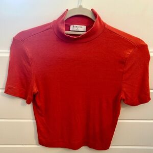 Babaton Mock Neck Ribbed Top in Orange